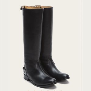 Frye Melissa Black Leather Riding Boots